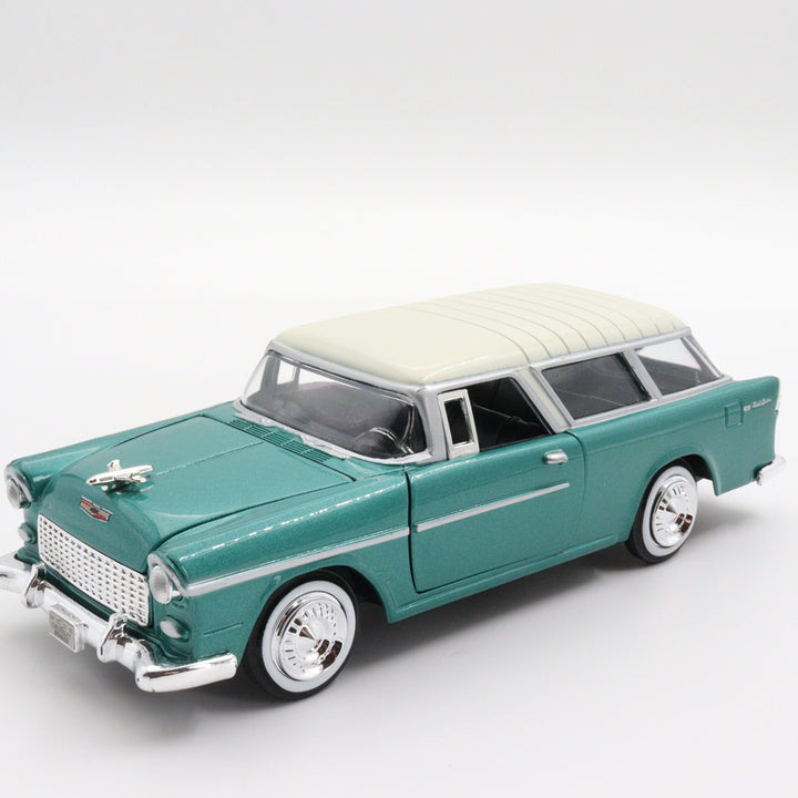 Motormax 1955 Chevy Nomad Model Car|Scale 1/24 Classic Diecast Car Collection|Vintage Model Green Car|Old Metal Car|Gift for Father's Day