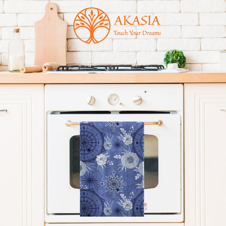 Nautical Hand Towel|Coastal Navy Anchor Kitchen Towel|Wheel, Starfish Dishcloth|Soft Dust Remover|Housewarming Beach House All-Purpose Rag