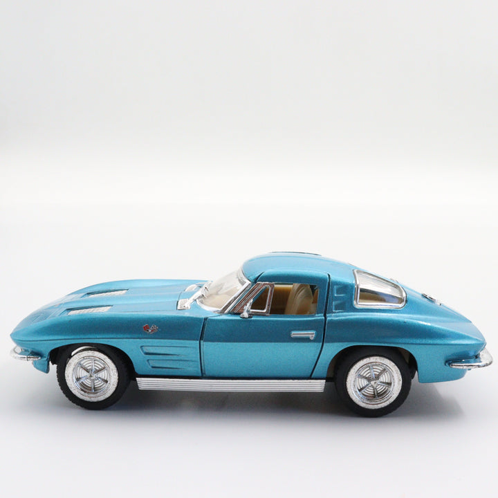 1963 Corvette Sting Ray Diecast Car|Scale 1:36 for Collectors|Classic Vintage Model Car|Pull Back Car Toy for Boys and Father|Metal Blue Car