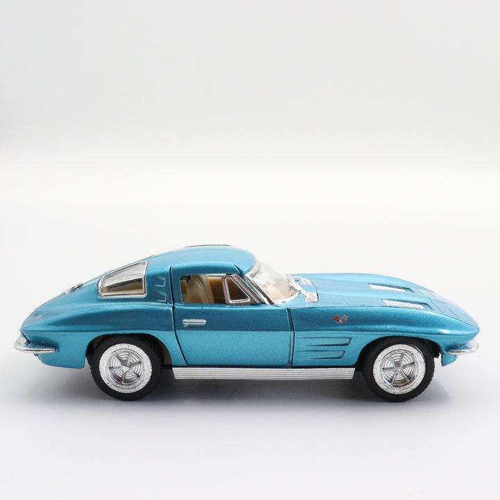 1963 Corvette Sting Ray Diecast Car|Scale 1:36 for Collectors|Classic Vintage Model Car|Pull Back Car Toy for Boys and Father|Metal Blue Car