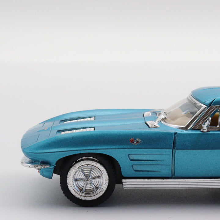 1963 Corvette Sting Ray Diecast Car|Scale 1:36 for Collectors|Classic Vintage Model Car|Pull Back Car Toy for Boys and Father|Metal Blue Car