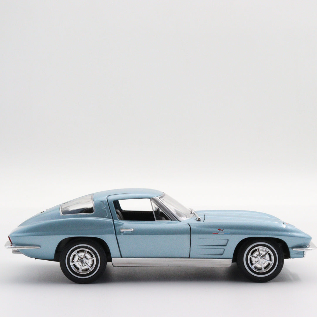 Welly 1963 Chevrolet Corvette|Scale 1:24 Diecast Vintage Car|Classic Model Old Car|Collectible Metal Blue Car for Collectors|Gift for Dad