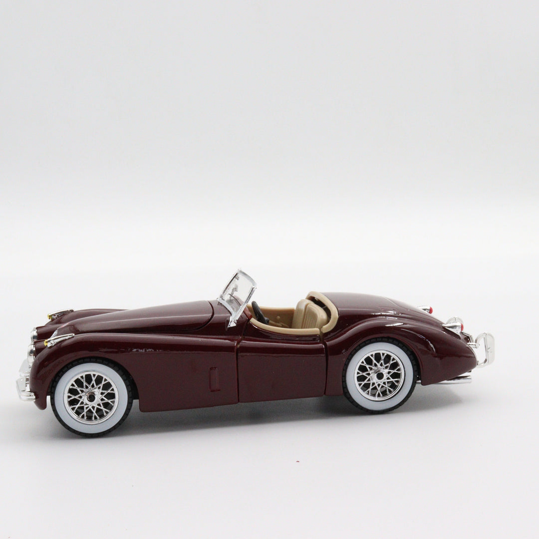 Burago 1951 Jaguar Xk 120|Diecast 1:24 Model Car|Classic Old Car|Vintage Car for Dad|Collectible Metal Burgundy Car for Collectorf or Dad