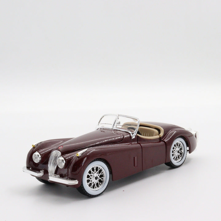 Burago 1951 Jaguar Xk 120|Diecast 1:24 Model Car|Classic Old Car|Vintage Car for Dad|Collectible Metal Burgundy Car for Collectorf or Dad