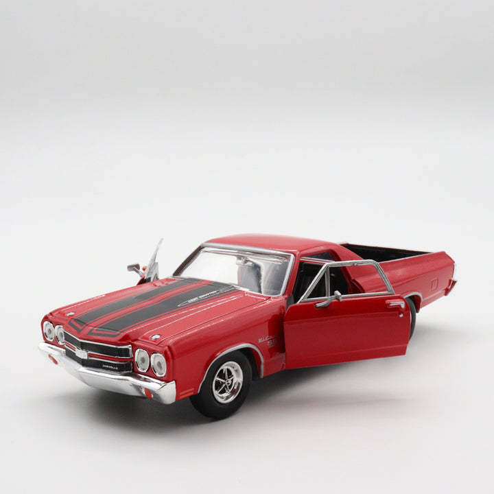 Motormax 1970 Chevy El Camino SS 396|Scale 1/24 Red and Black Diecast Car|Vintage Model Car for Collectors|Classic Metal Car Collection