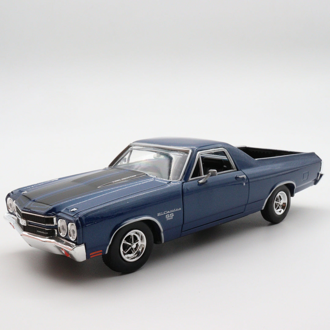Motormax 1970 Chevy El Camino SS 396|Scale 1/24 Blue Diecast Car|Pickup Model Car|Vintage Model Car for Collectors|Classic Metal Car for Dad