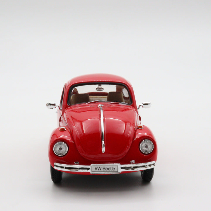 Volkswagen Beetle|Welly Scale 1/24 Model Car|Diecast Red Car for Collectors|Classic Old Metal Collection Car|Vintage Gift for Grandfather