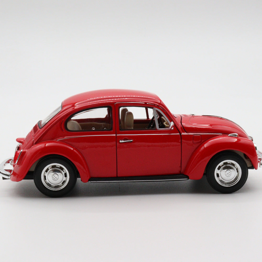 Volkswagen Beetle|Welly Scale 1/24 Model Car|Diecast Red Car for Collectors|Classic Old Metal Collection Car|Vintage Gift for Grandfather