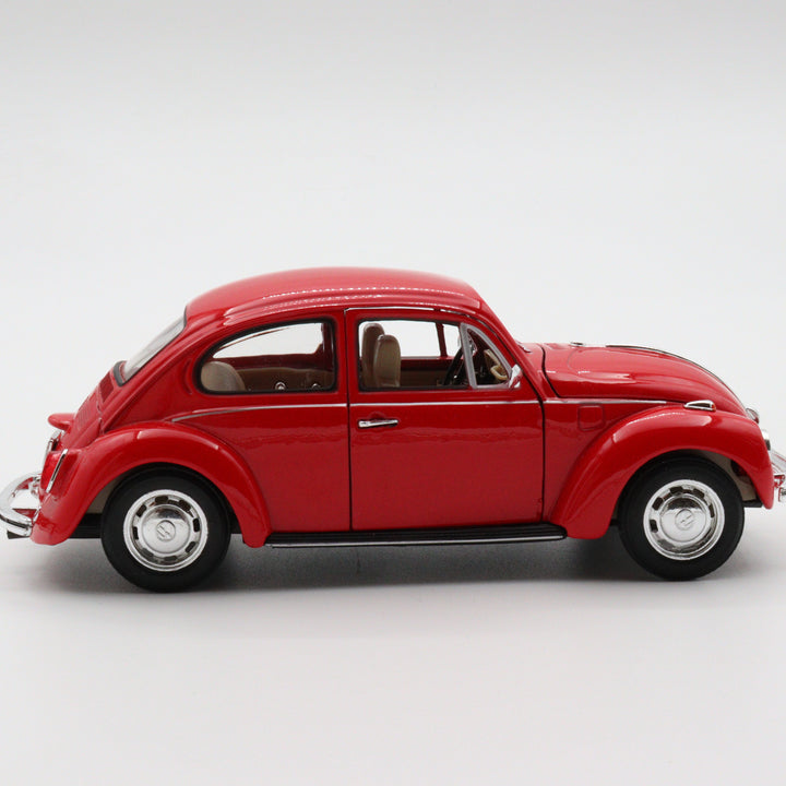 Volkswagen Beetle|Welly Scale 1/24 Model Car|Diecast Red Car for Collectors|Classic Old Metal Collection Car|Vintage Gift for Grandfather