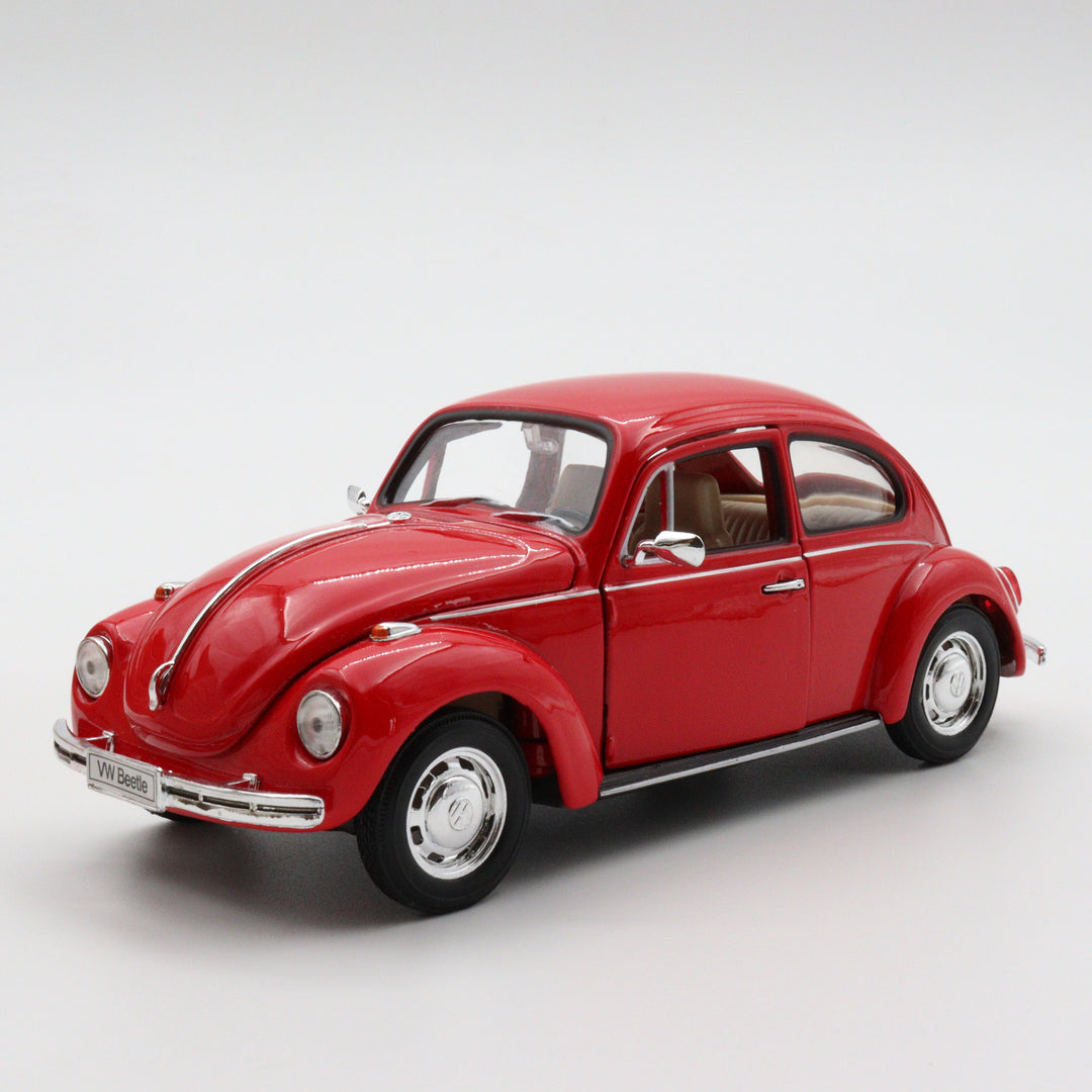 Volkswagen Beetle|Welly Scale 1/24 Model Car|Diecast Red Car for Collectors|Classic Old Metal Collection Car|Vintage Gift for Grandfather