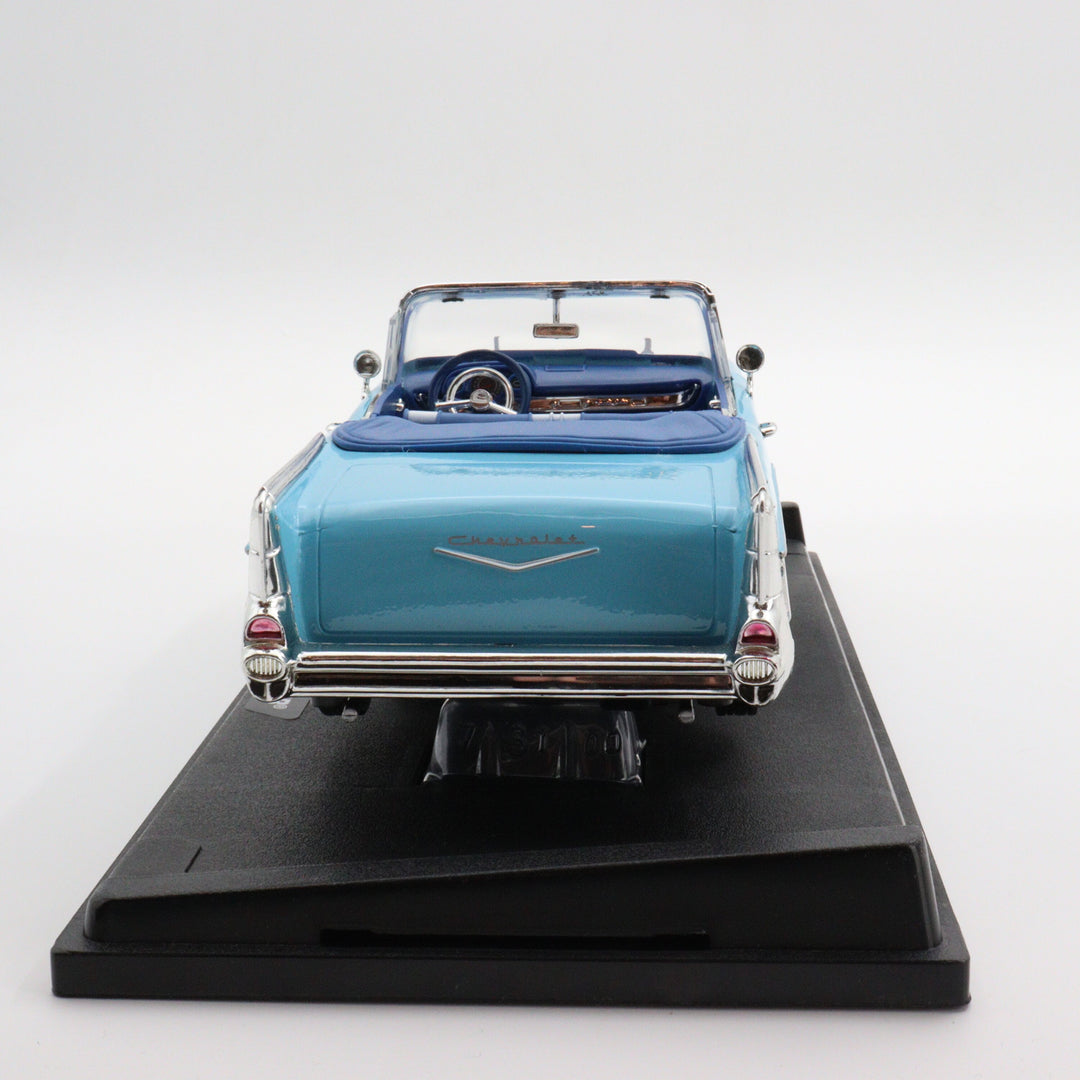 Motormax 1957 Chevy Bel Air|Scale 1/18 Diecast Metal Car Collection|Classic Vintage Model Car|Old Collectible Car|Blue Convertible Car