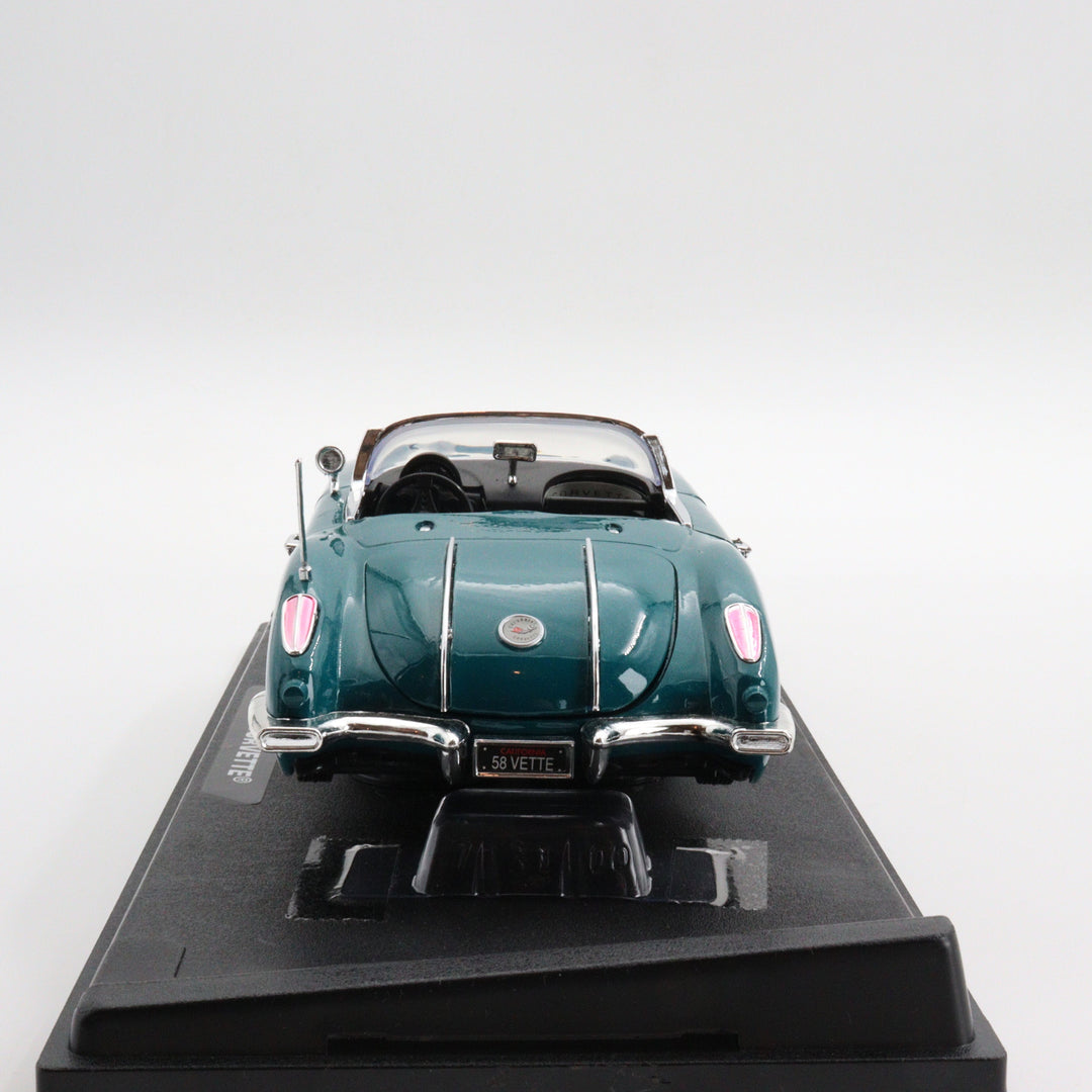 Motormax 1958 Corvette|Scale 1/18 Diecast Metal Car Collection|Classic Vintage Model Car|Nostalgic Car|Green Convertible Car for Collector