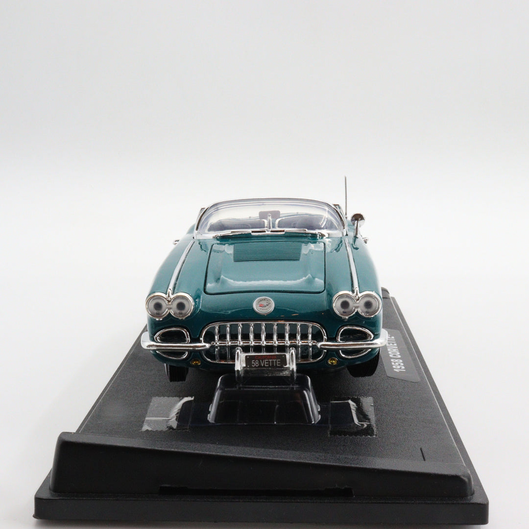 Motormax 1958 Corvette|Scale 1/18 Diecast Metal Car Collection|Classic Vintage Model Car|Nostalgic Car|Green Convertible Car for Collector