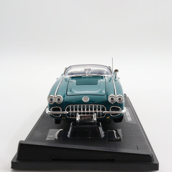 Motormax 1958 Corvette|Scale 1/18 Diecast Metal Car Collection|Classic Vintage Model Car|Nostalgic Car|Green Convertible Car for Collector