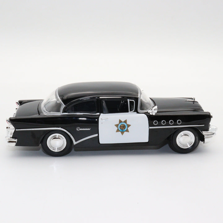 Maisto 1955 Buick Century Diecast Highway Patrol Car|Scale 1/24 Classic Car Collection|Vintage Model Black Metal Car|Old Collectible Car