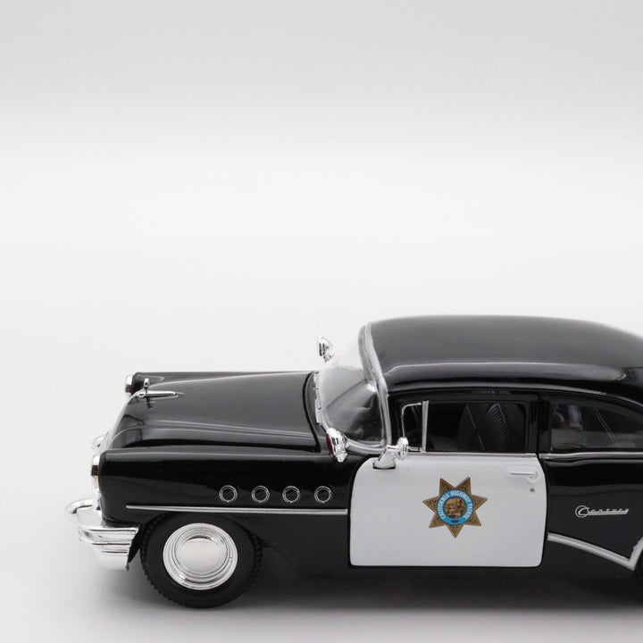 Maisto 1955 Buick Century Diecast Highway Patrol Car|Scale 1/24 Classic Car Collection|Vintage Model Black Metal Car|Old Collectible Car