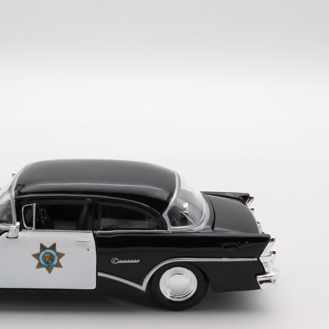 Maisto 1955 Buick Century Diecast Highway Patrol Car|Scale 1/24 Classic Car Collection|Vintage Model Black Metal Car|Old Collectible Car