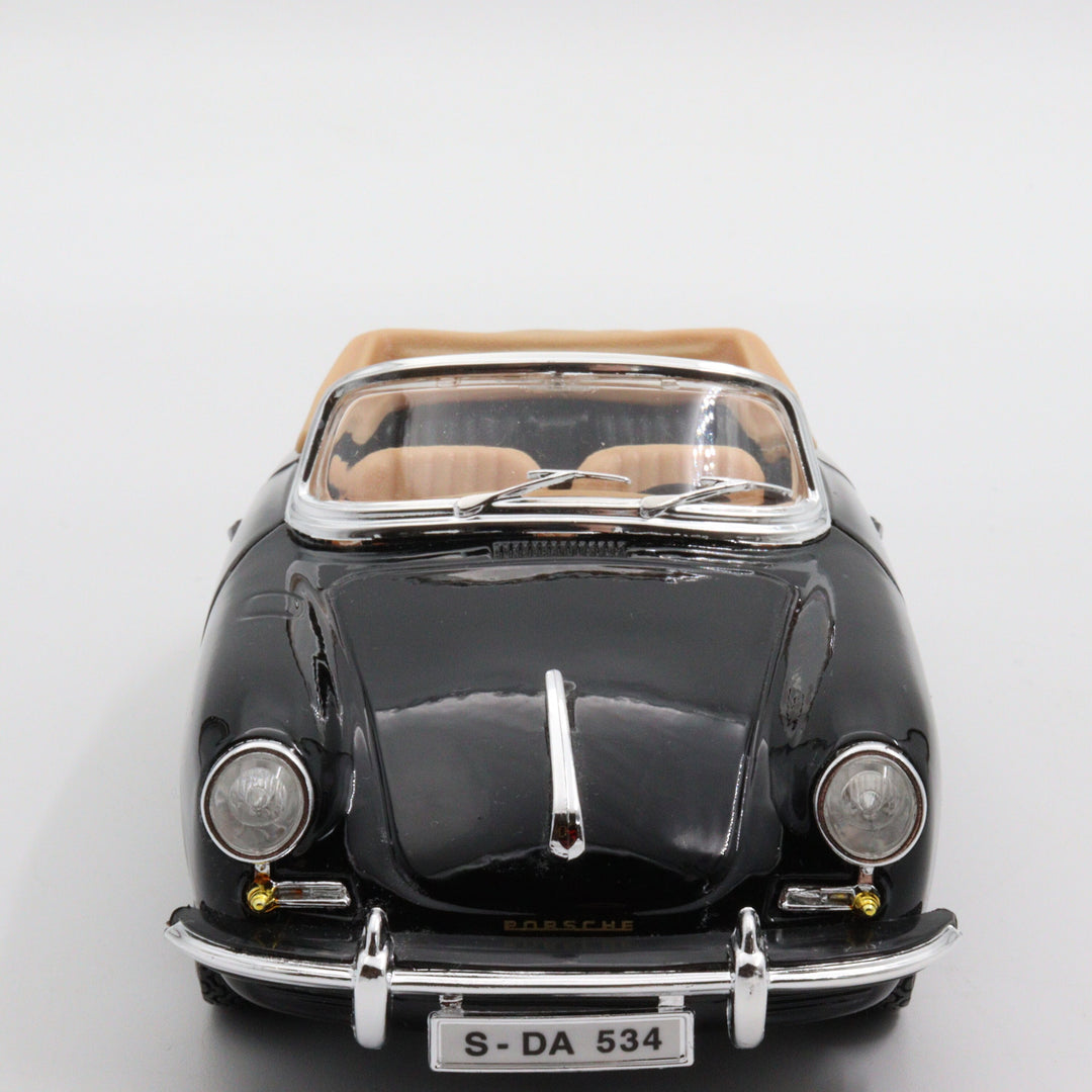 Burago 1961 Porsche 356B Carbiolet Diecast Car|Scale 1/24 Classic Car Collection|Sport Model Convertible Car|Vintage Black Metal Car for Dad