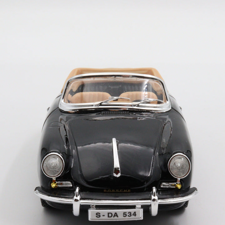 Burago 1961 Porsche 356B Carbiolet Diecast Car|Scale 1/24 Classic Car Collection|Sport Model Convertible Car|Vintage Black Metal Car for Dad