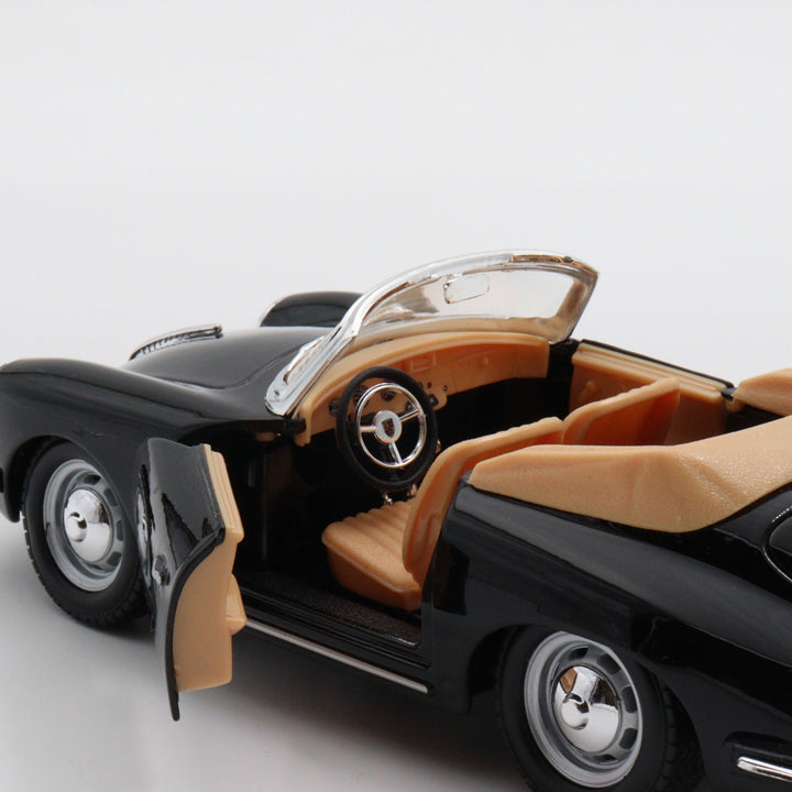 Burago 1961 Porsche 356B Carbiolet Diecast Car|Scale 1/24 Classic Car Collection|Sport Model Convertible Car|Vintage Black Metal Car for Dad