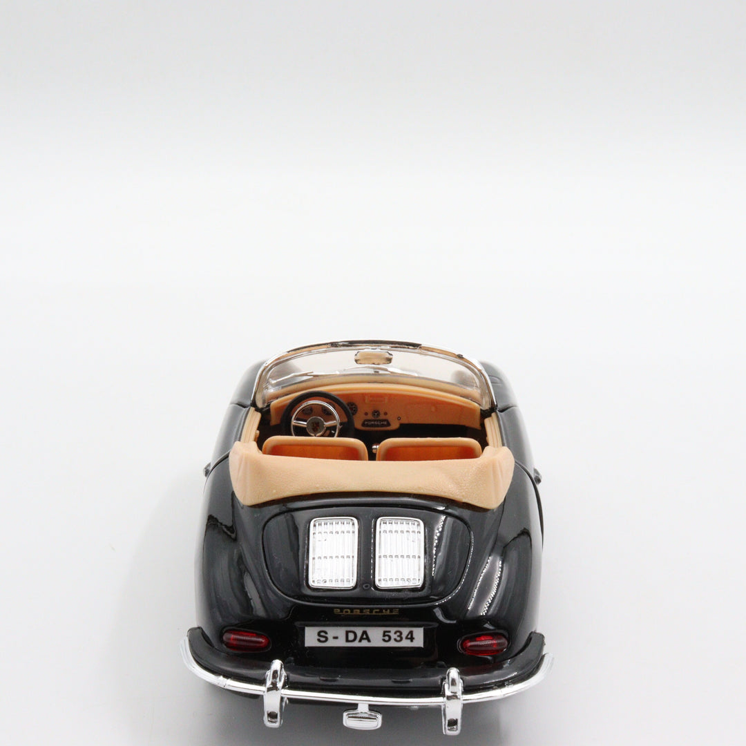 Burago 1961 Porsche 356B Carbiolet Diecast Car|Scale 1/24 Classic Car Collection|Sport Model Convertible Car|Vintage Black Metal Car for Dad