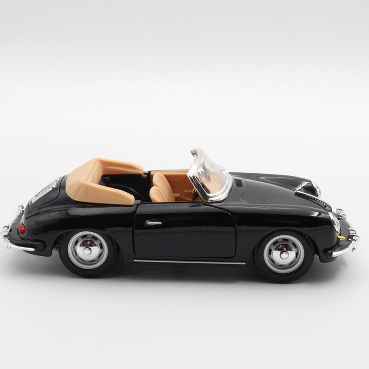 Burago 1961 Porsche 356B Carbiolet Diecast Car|Scale 1/24 Classic Car Collection|Sport Model Convertible Car|Vintage Black Metal Car for Dad