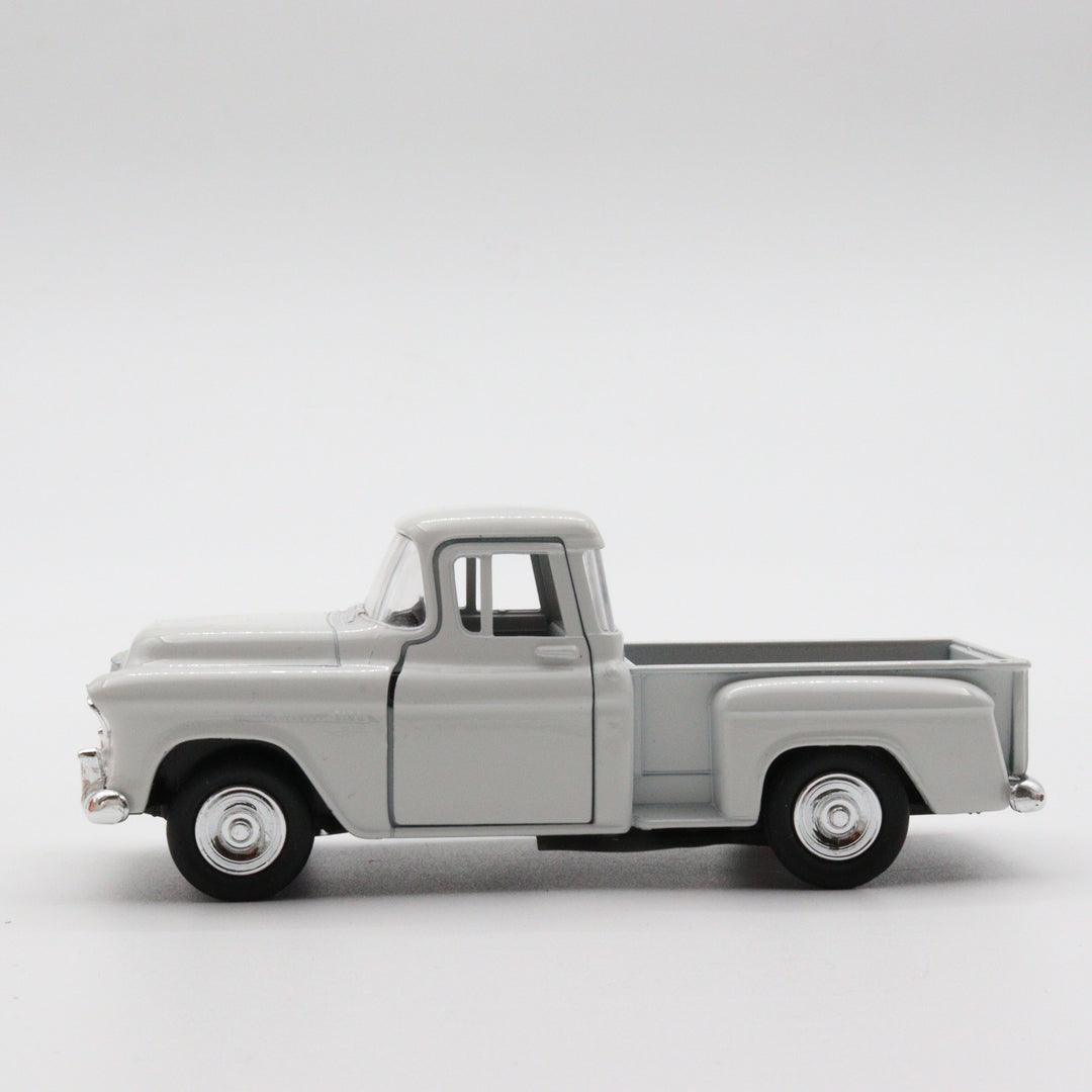1955 Chevy Stepside|Scale 1/38 Diecast Car for Boys|Vintage Model White Pull Back Car for Collectors|Classic Metal Collection Car for Dad