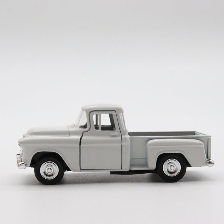 1955 Chevy Stepside|Scale 1/38 Diecast Car for Boys|Vintage Model White Pull Back Car for Collectors|Classic Metal Collection Car for Dad