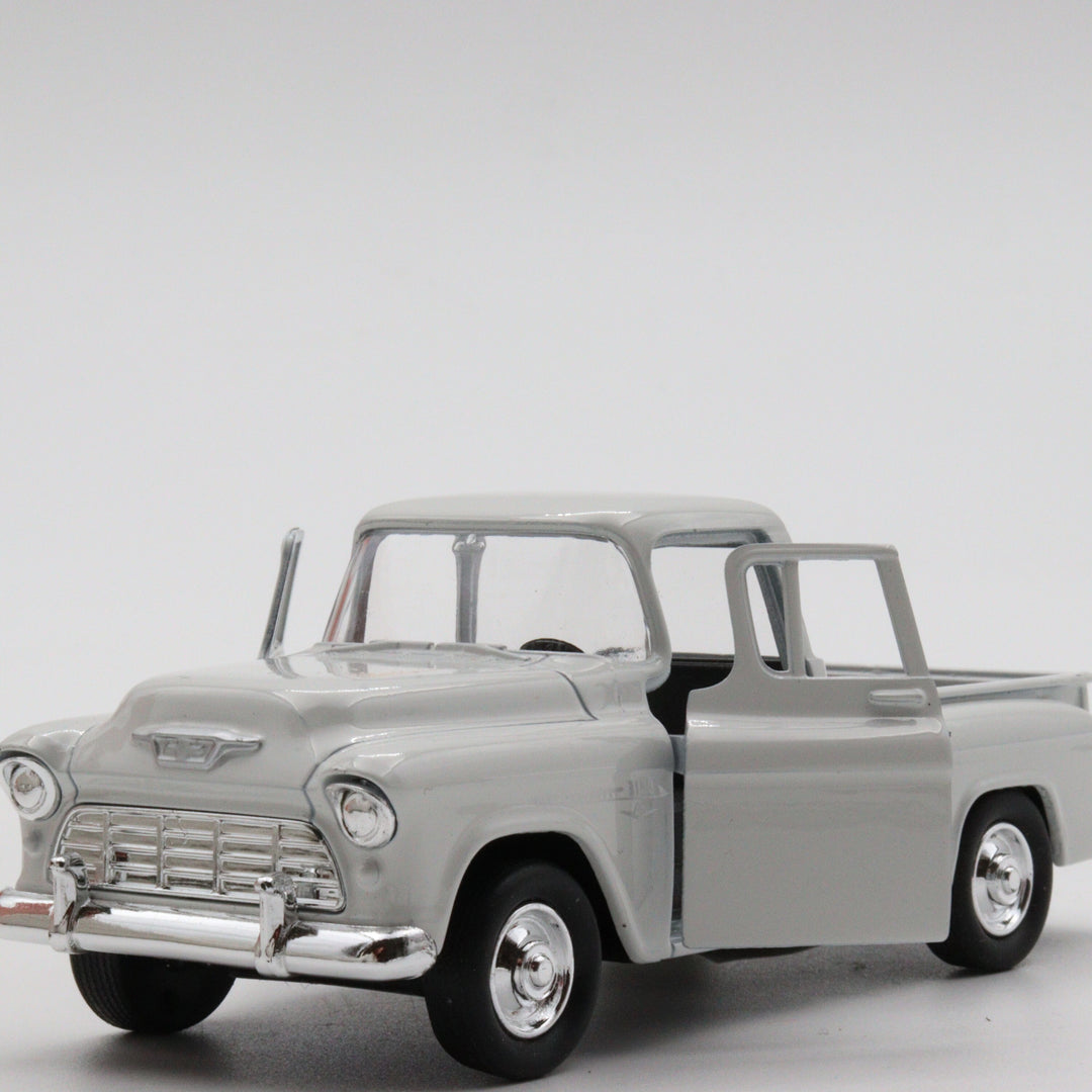 1955 Chevy Stepside|Scale 1/38 Diecast Car for Boys|Vintage Model White Pull Back Car for Collectors|Classic Metal Collection Car for Dad
