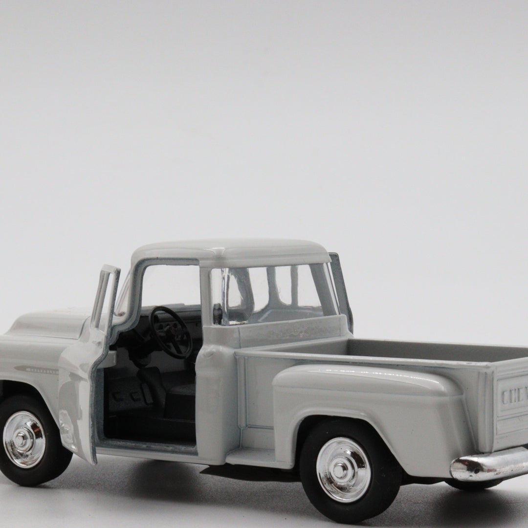 1955 Chevy Stepside|Scale 1/38 Diecast Car for Boys|Vintage Model White Pull Back Car for Collectors|Classic Metal Collection Car for Dad