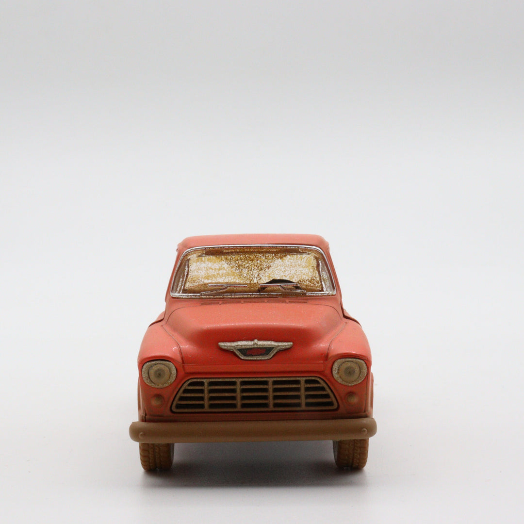 1955 Chevy Stepside Pickup Model Car|Scale 1/32 Diecast Car|Vintage Orange Pull Back Car for Collectors|Classic Metal Collection Car for Dad