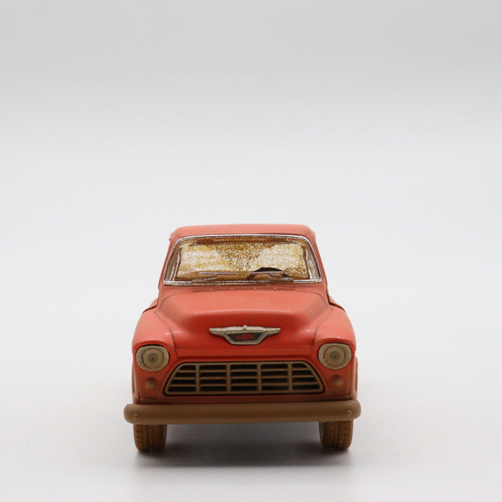 1955 Chevy Stepside Pickup Model Car|Scale 1/32 Diecast Car|Vintage Orange Pull Back Car for Collectors|Classic Metal Collection Car for Dad