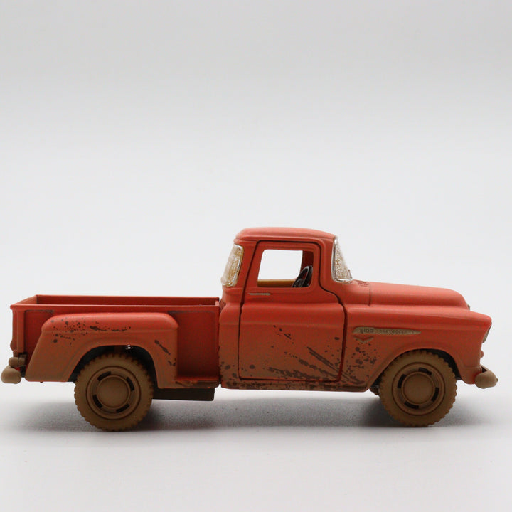 1955 Chevy Stepside Pickup Model Car|Scale 1/32 Diecast Car|Vintage Orange Pull Back Car for Collectors|Classic Metal Collection Car for Dad
