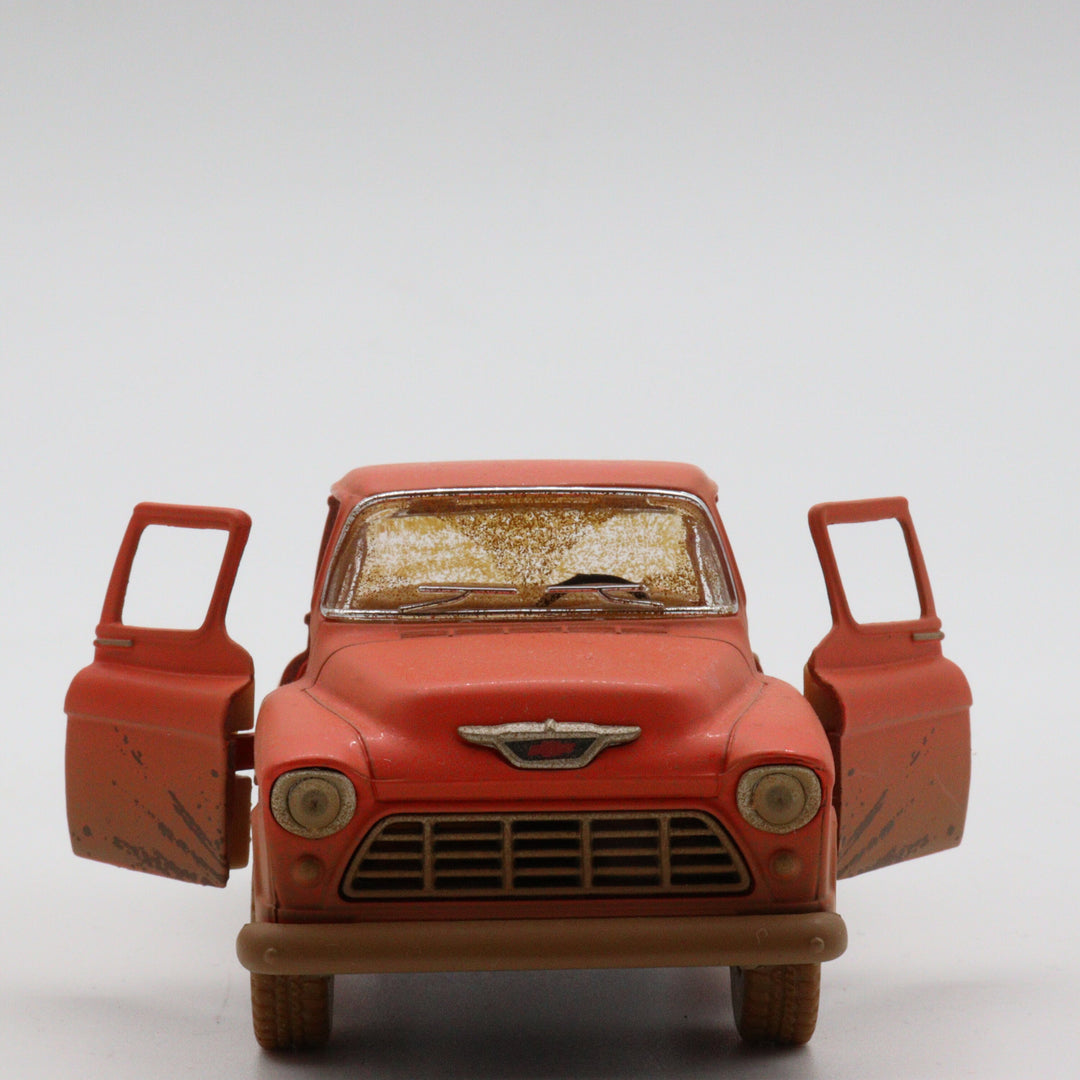 1955 Chevy Stepside Pickup Model Car|Scale 1/32 Diecast Car|Vintage Orange Pull Back Car for Collectors|Classic Metal Collection Car for Dad