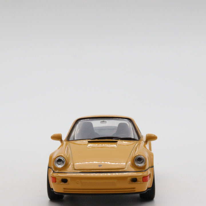 Welly Model Porsche 911 Turbo|Old Diecast Car|Vintage Yellow Pull Back Car for Collectors|Classic Metal Collection Car for Office Decor