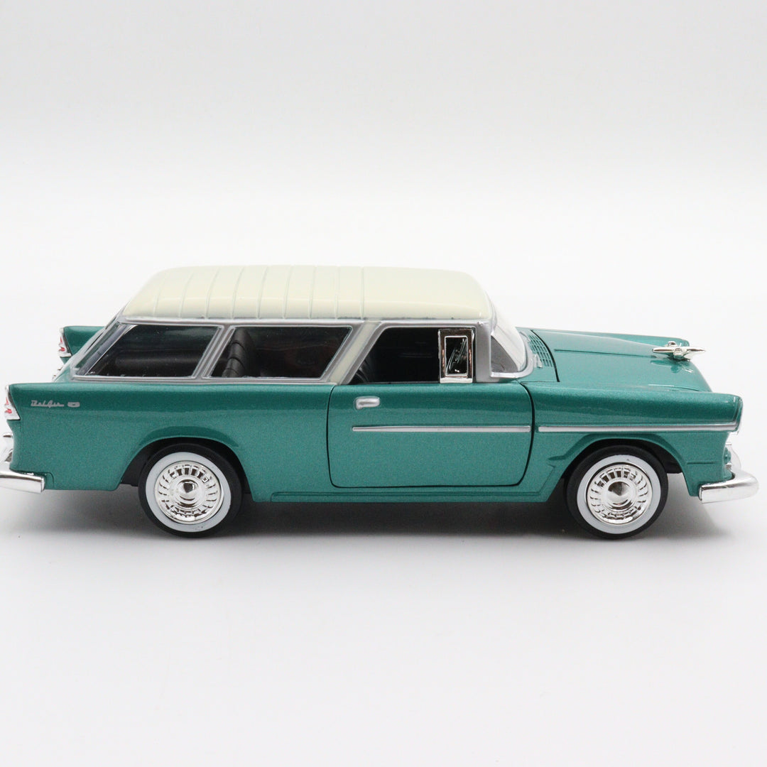 Motormax 1955 Chevy Nomad Model Car|Scale 1/24 Classic Diecast Car Collection|Vintage Model Green Car|Old Metal Car|Gift for Father's Day