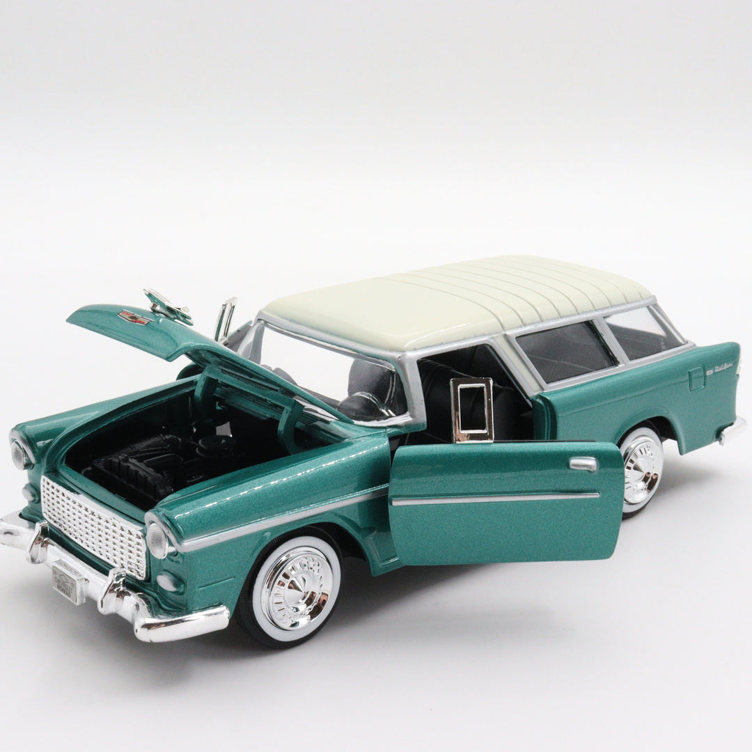 Motormax 1955 Chevy Nomad Model Car|Scale 1/24 Classic Diecast Car Collection|Vintage Model Green Car|Old Metal Car|Gift for Father's Day
