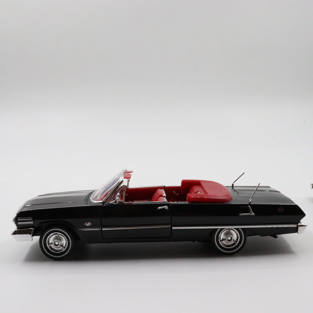 Welly 1963 Chevrolet Impala|Scale 1/24 Black Diecast Car|Vintage Convertible Model Car for Collectors|Classic Metal Collection Car for Dad