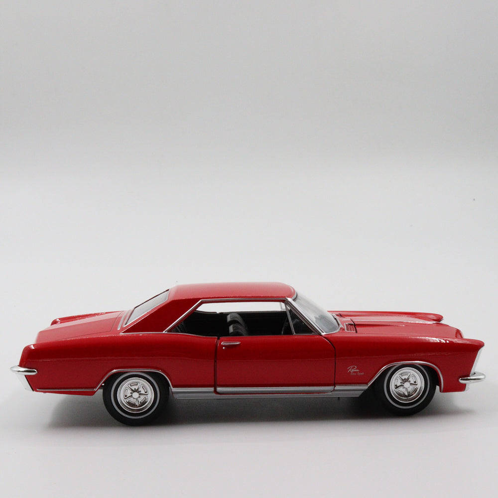 Welly 1965 Buick Riviera Gran Sport|Scale 1/24 Red Diecast Car|Vintage Model Car for Collectors|Old Classic Metal Collection Car for Gift