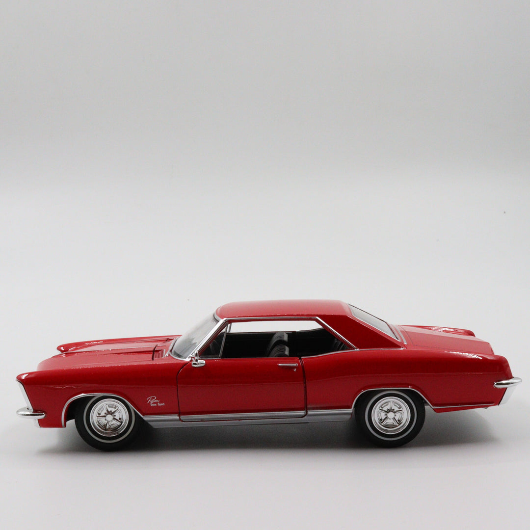 Welly 1965 Buick Riviera Gran Sport|Scale 1/24 Red Diecast Car|Vintage Model Car for Collectors|Old Classic Metal Collection Car for Gift