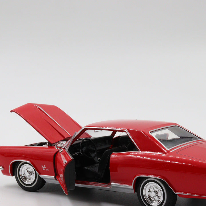 Welly 1965 Buick Riviera Gran Sport|Scale 1/24 Red Diecast Car|Vintage Model Car for Collectors|Old Classic Metal Collection Car for Gift