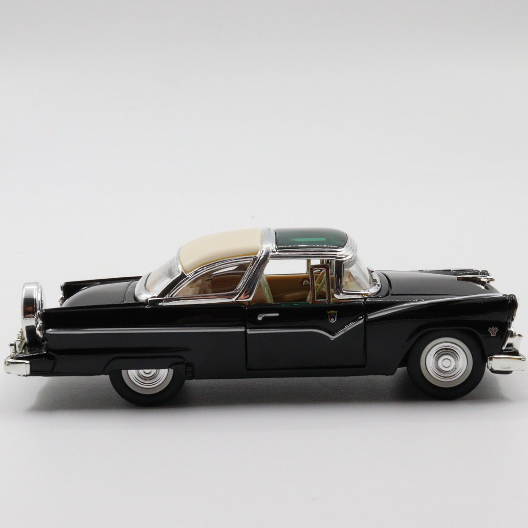 1955 Ford Crown Victoria|Scale 1/34 Black Diecast Car|Vintage Model Car|Green Car Roof Toy|Old Classic Metal Collection Car|Gift for Father