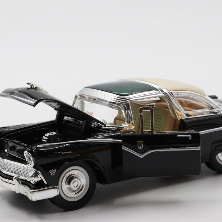 1955 Ford Crown Victoria|Scale 1/34 Black Diecast Car|Vintage Model Car|Green Car Roof Toy|Old Classic Metal Collection Car|Gift for Father