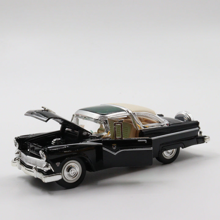 1955 Ford Crown Victoria|Scale 1/34 Black Diecast Car|Vintage Model Car|Green Car Roof Toy|Old Classic Metal Collection Car|Gift for Father