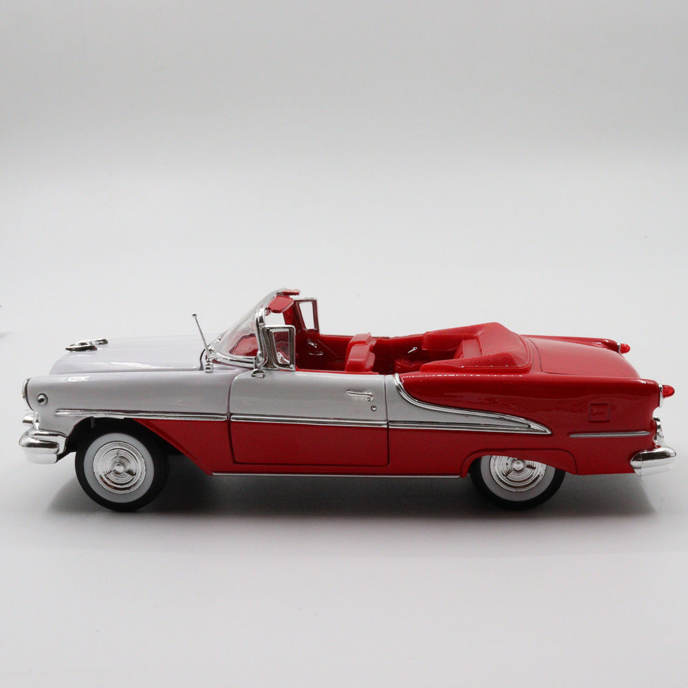 Welly 1955 Oldsmobile Super 88|Scale 1/24 White and Red Diecast Car|Vintage Convertible Model Car|Classic Metal Collection Car for Father