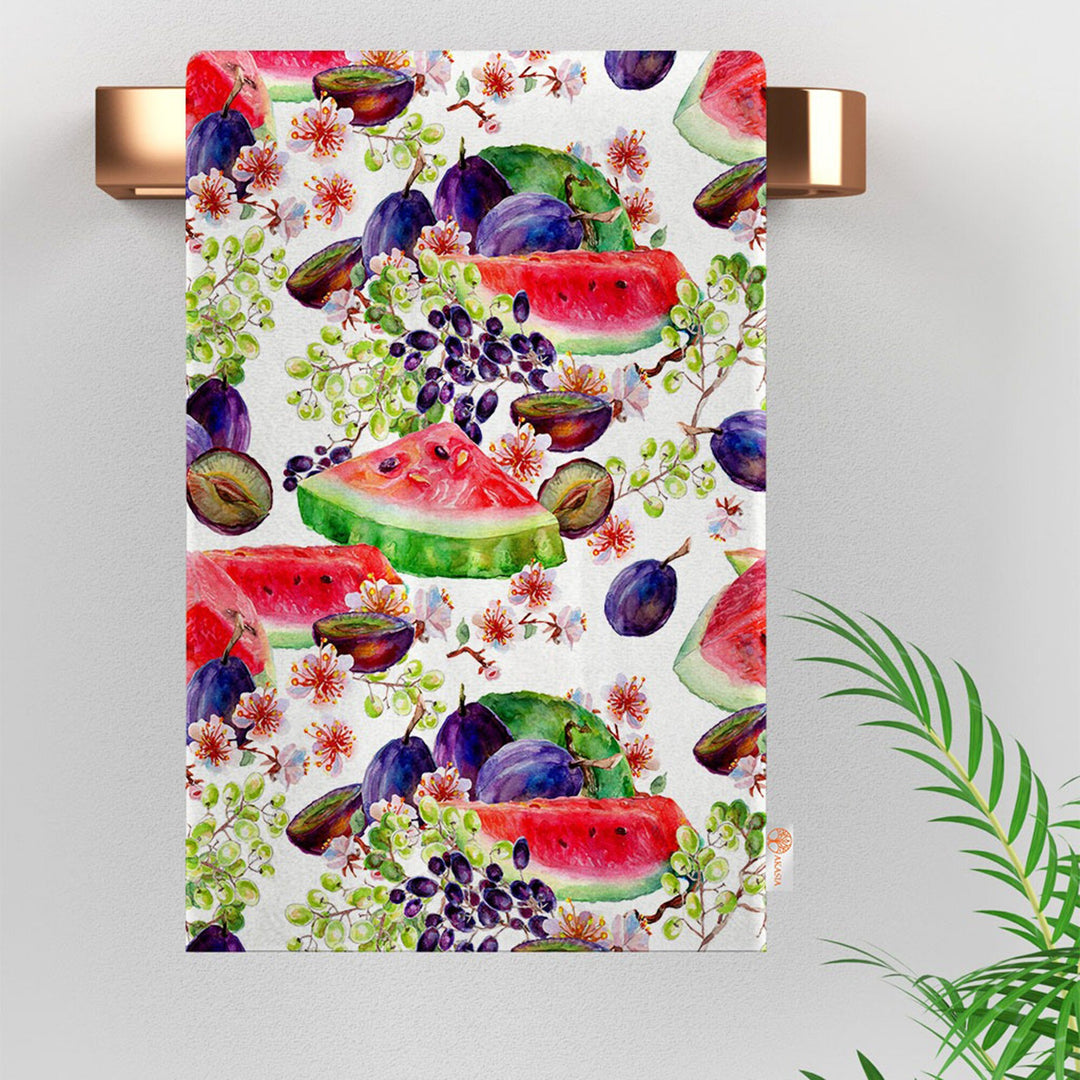 Watermelon Tea Towel|Fruit Kitchen Towel|Plum Dish Towel|Grape Hand Towel|Summer Trend Dishcloth|Soft Cleaning Cloth|Cost-Effective Rag