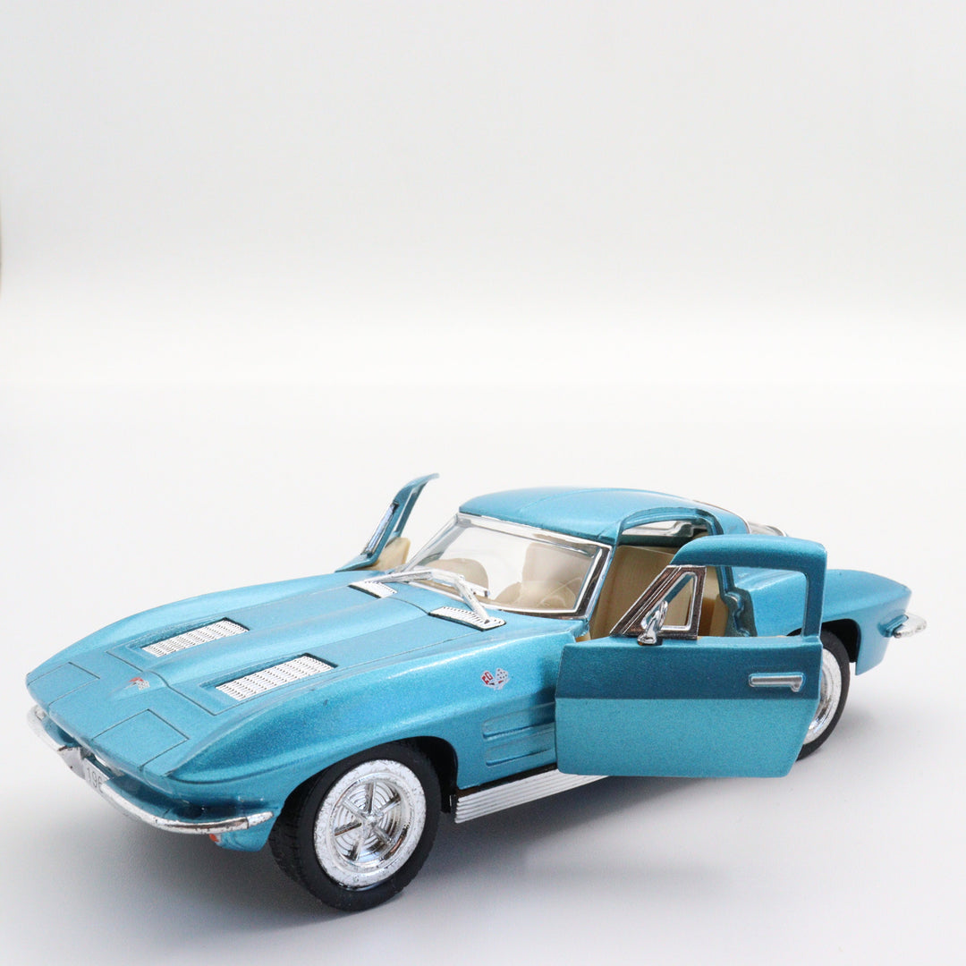 1963 Corvette Sting Ray Diecast Car|Scale 1:36 for Collectors|Classic Vintage Model Car|Pull Back Car Toy for Boys and Father|Metal Blue Car