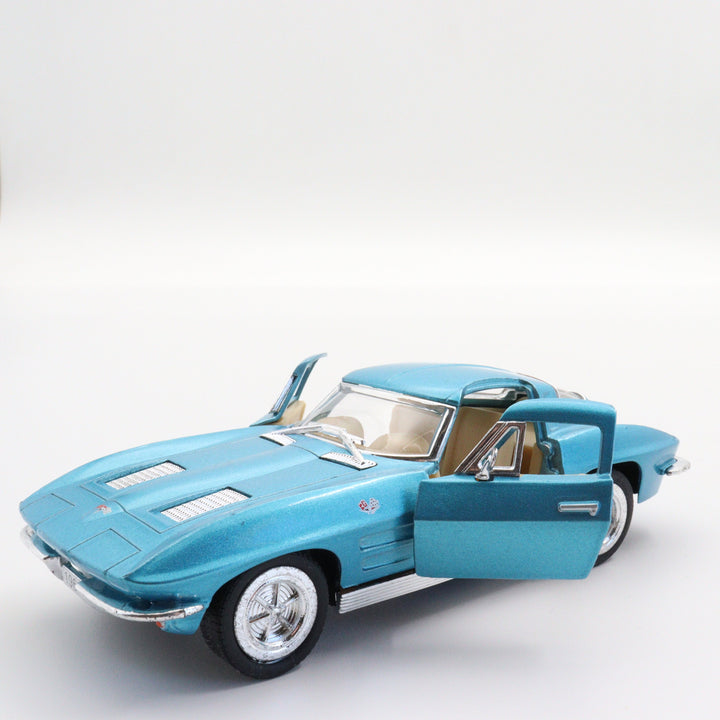 1963 Corvette Sting Ray Diecast Car|Scale 1:36 for Collectors|Classic Vintage Model Car|Pull Back Car Toy for Boys and Father|Metal Blue Car