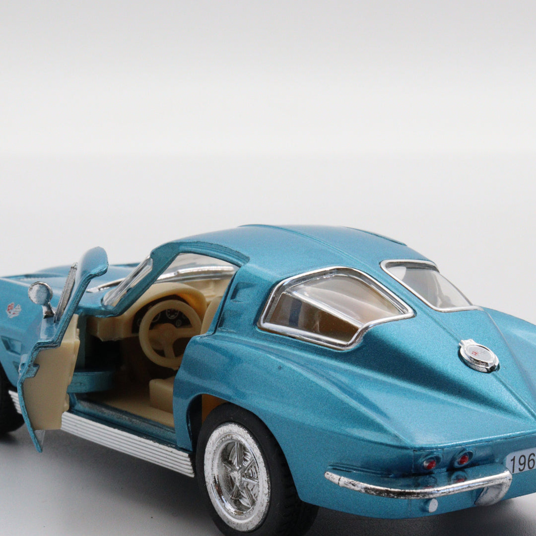 1963 Corvette Sting Ray Diecast Car|Scale 1:36 for Collectors|Classic Vintage Model Car|Pull Back Car Toy for Boys and Father|Metal Blue Car