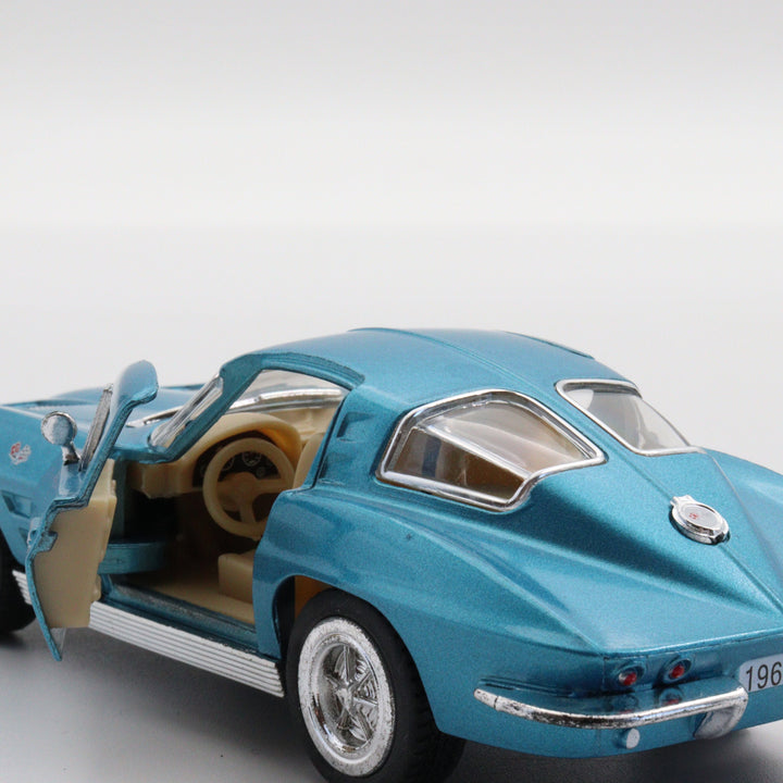 1963 Corvette Sting Ray Diecast Car|Scale 1:36 for Collectors|Classic Vintage Model Car|Pull Back Car Toy for Boys and Father|Metal Blue Car